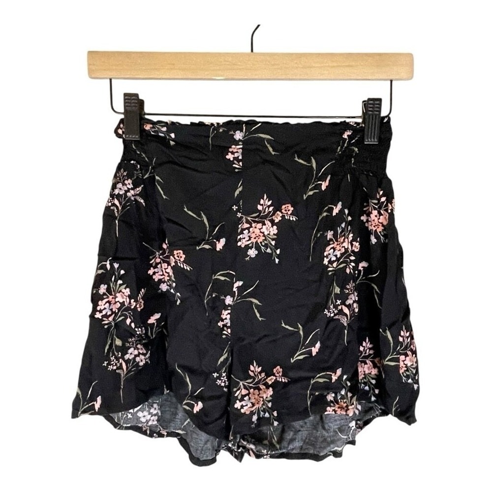 Truth + Theory Womens Flowy Shorts Medium Black Floral Lightweight Cute